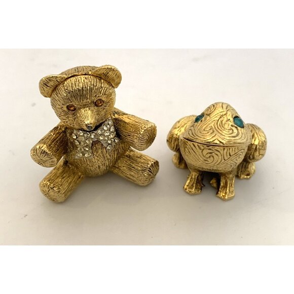 Max Factor Accessories - 2 Max Factor Solid Perfume Empty Compacts Aquarius Frog Teddy Bear Hypnotique